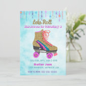 Roller schaats, skating Party, Roller Disco glitte Kaart (Staand voorkant)