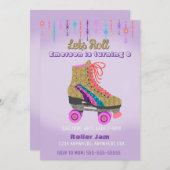 Roller schaats, skating Party, Roller Disco glitte Kaart (Voorkant / Achterkant)