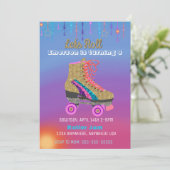 Roller schaats, skating Party, Roller Disco glitte Kaart (Staand voorkant)