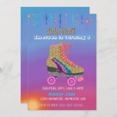 Roller schaats, skating Party, Roller Disco glitte Kaart (Voorkant / Achterkant)