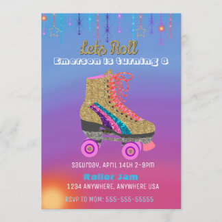 Roller schaats, skating Party, Roller Disco glitte Kaart