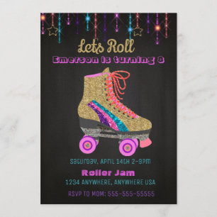 Roller schaats, skating Party, Roller Disco glitte Kaart