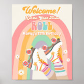 Roller Schaats Skating Retro Groovy Birthday Welko Poster (Voorkant)