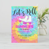 Roller schaats Tie Dye Invitation Rollerskating Kaart (Staand voorkant)