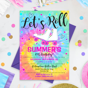 Roller schaats Tie Dye Invitation Rollerskating Kaart
