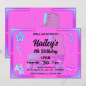 Roller Schaats verjaardagsfeestje Kaart (Voorkant / Achterkant)