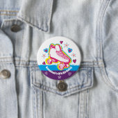 Roller Schaats Verjaardagsfeestje Pin Back Button (In situ)