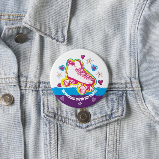 Roller Schaats Verjaardagsfeestje Pin Back Button (In situ)