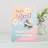 Roller Schaats Verjaardagsuitnodiging Roller Disco Kaart (Staand voorkant)