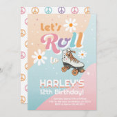 Roller Schaats Verjaardagsuitnodiging Roller Disco Kaart (Voorkant / Achterkant)
