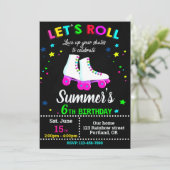 Roller schaats verjaardagsuitnodiging Skateparty Kaart (Staand voorkant)