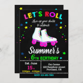 Roller schaats verjaardagsuitnodiging Skateparty Kaart (Voorkant / Achterkant)