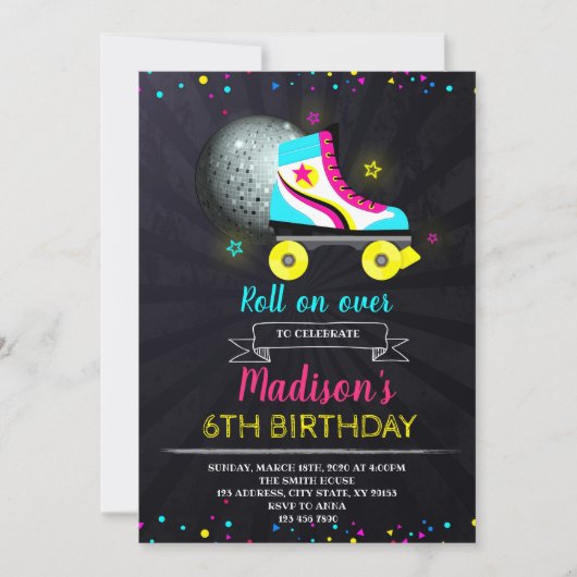Roller Schaatsen Birthday Invite Kaart (Voorkant)