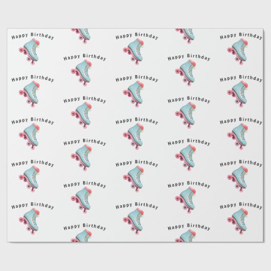 Roller Schaatsen Happy Birthday Cadeaupapier (Vlak)