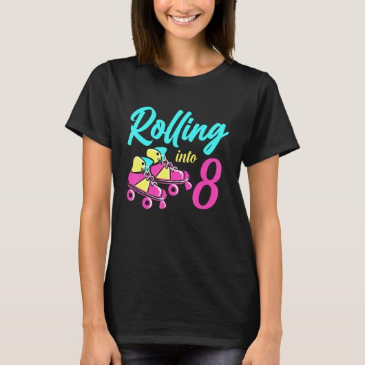 Roller Schaatsen in 8 jaar Lets Roll Im 8 Rollerbl T-shirt (Voorkant)