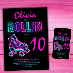 Roller schaatsen partij meisjes Neon gloed verjaar Kaart