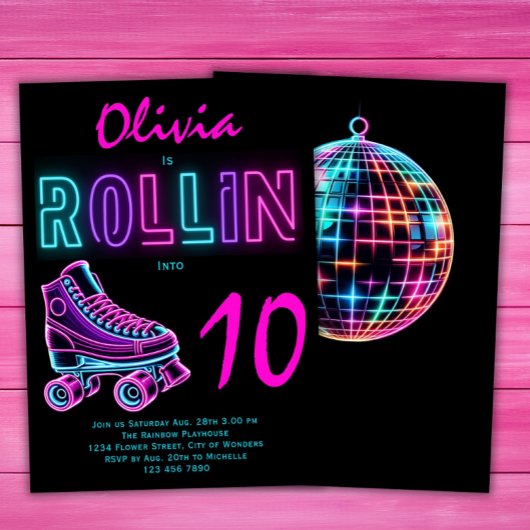 Roller schaatsen partij meisjes Neon gloed verjaar Kaart