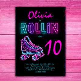 Roller schaatsen partij meisjes Neon gloed verjaar Kaart