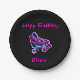 Roller schaatsen partij meisjes Neon gloed verjaar Papieren Bordje