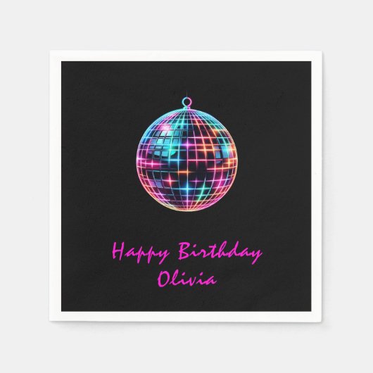 Roller schaatsen partij meisjes Neon gloed verjaar Servet (Voorkant)