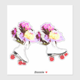 Roller Schaatsen Peonies Sticker