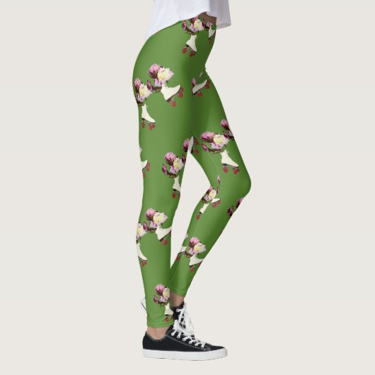 Roller Schaatsen Peony Flowers Aangepaste Leggings (Rechts)