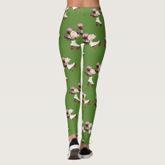 Roller Schaatsen Peony Flowers Aangepaste Leggings (Achterkant)