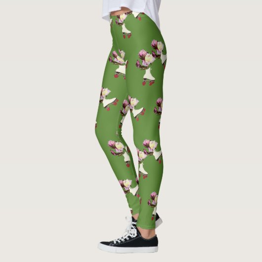 Roller Schaatsen Peony Flowers Aangepaste Leggings (Links)