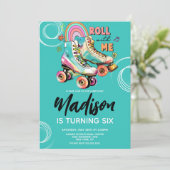 Roller Schaatsen Regenboog Verjaardagsfeest Kaart (Staand voorkant)