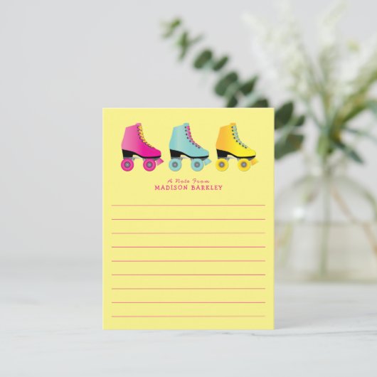 Roller Schaatsen Schattige Kind platte Briefpapier Bedankkaart (Staand voorkant)