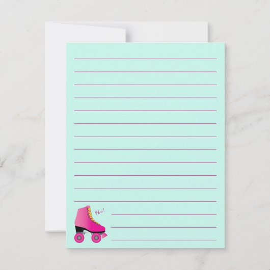 Roller Schaatsen Schattige Kind platte Briefpapier Bedankkaart (Achterkant)