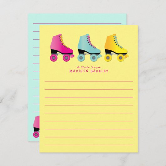 Roller Schaatsen Schattige Kind platte Briefpapier Bedankkaart (Voorkant / Achterkant)