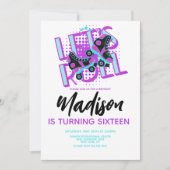 Roller Schaatsen Sweet 16 Theme Birthday Party Kaart (Voorkant)
