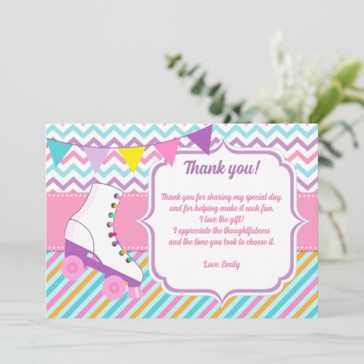 Roller Schaatsen Verjaardag Dank u kaart (Staand voorkant)