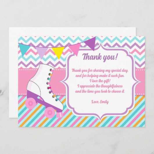 Roller Schaatsen Verjaardag Dank u kaart (Voorkant / Achterkant)