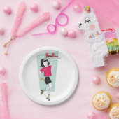 Roller Schaatsen Waitress Papieren Bordje (Feest)