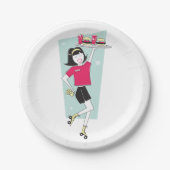 Roller Schaatsen Waitress Papieren Bordje (Voorkant)