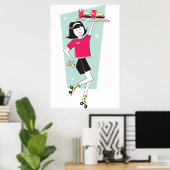 Roller Schaatsen Waitress Poster (Thuiskantoor)