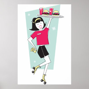 Roller Schaatsen Waitress Poster
