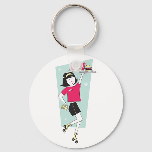 Roller Schaatsen Waitress Sleutelhanger (Voorkant)