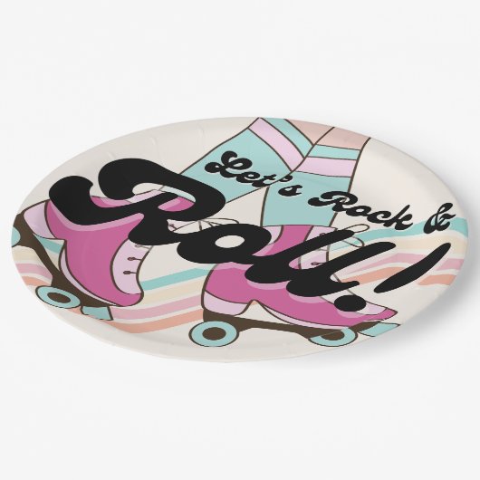 Roller-schaatsfeestaccessoires in de stijl van 70s papieren bordje (Gekanteld)