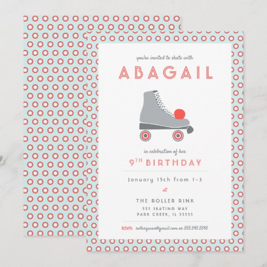 Roller Schaatsfeestje Kaart (Voorkant / Achterkant)