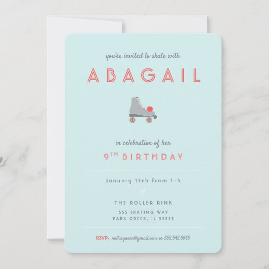 Roller Schaatsfeestje Kaart (Voorkant)