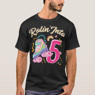 Roller Skate 5th Birthday Girls Bday Gift For Kids T-shirt