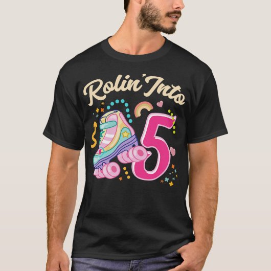 Roller Skate 5th Birthday Girls Bday Gift For Kids T-shirt (Voorkant)