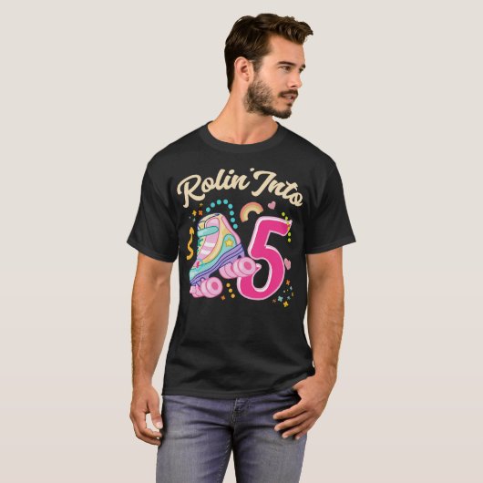 Roller Skate 5th Birthday Girls Bday Gift For Kids T-shirt (Voorkant volledig)