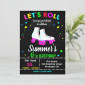 Roller skate birthday invitation - Skating party Kaart (Staand voorkant)