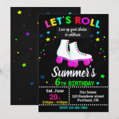 Roller skate birthday invitation - Skating party Kaart (Voorkant / Achterkant)