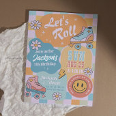 Roller Skate Birthday Party - Retro Groovy Boy Kaart