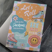 Roller Skate Birthday Party - Retro Groovy Boy Kaart